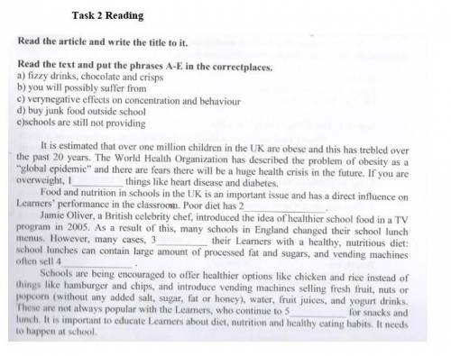 Read the text and put the phrases A-E in the correctplaces.