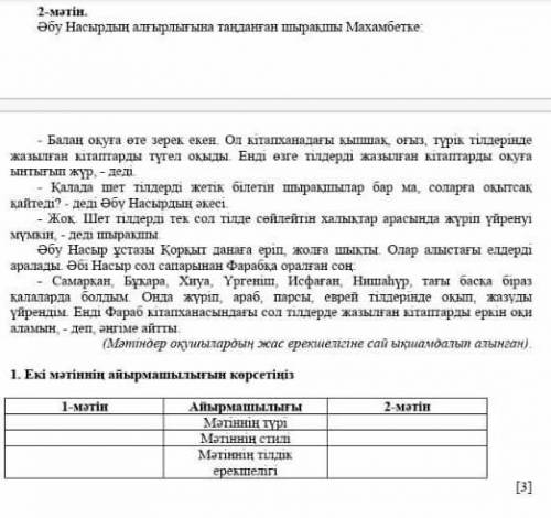 Екі мəтіннің айырмашылығын көрсетіңіз тжб