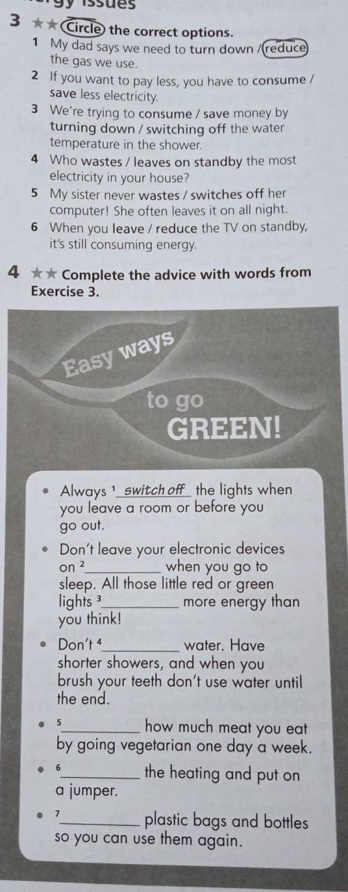 1. Circle the correct options2. completed the advice with words from exercise 1
