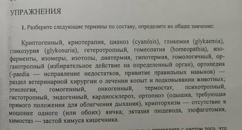 Разберите следующие термины по составу, определите из общее значение