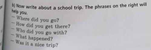 Now write about a school trip. The phrases on the right wi help you ОЧЕНЬ 