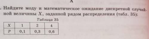 Найдите моду и математическое ожидание дискретной случайной величины Х,заданной рядом распределения
