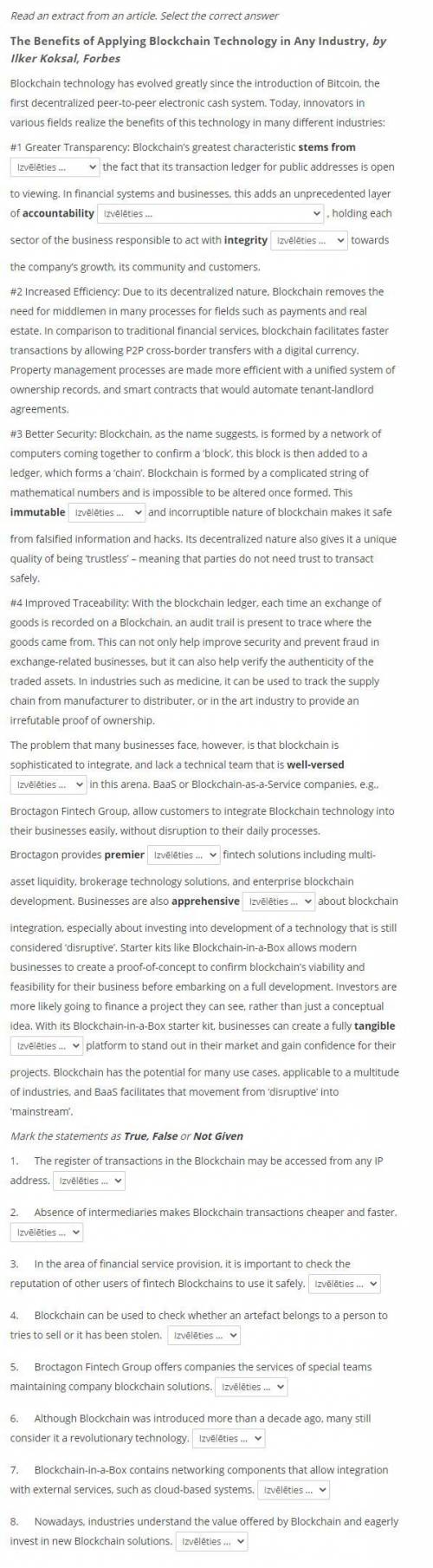 Выбрать правильный вариант ответа и TRUE/FALSE/NOT GIVEN stems from - originates from/branches off/r