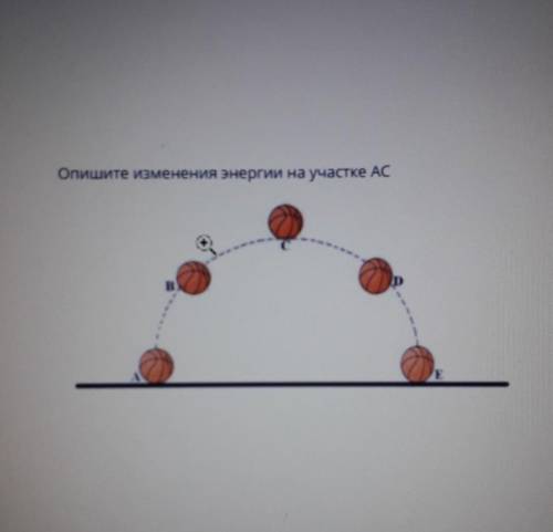Опишите изменения энергии на участке AC