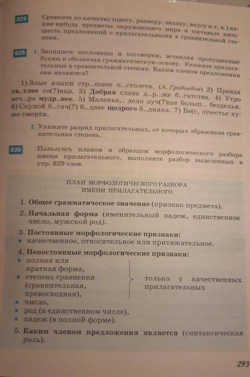 Морфологический разбор прилагательного