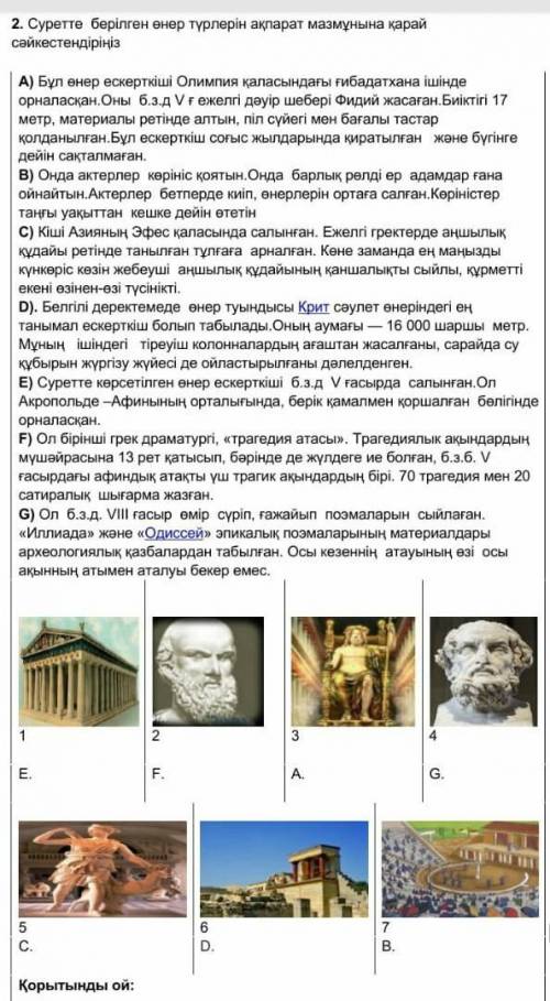 2.суретте берілген өнер түрлерін ақпарат мазмұна қарай сәйкестендіріңіз нужно (╯︵╰,) ♡♡♡ 