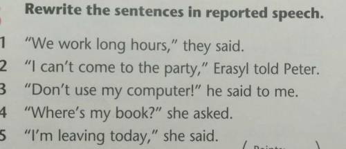 Rewrite the sentences in reported speechhelp me please ((​