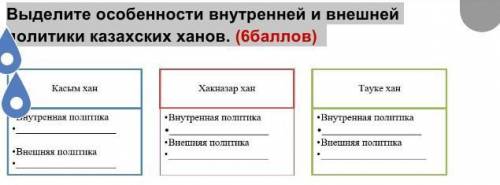 Выделите особенности внутренней и внешней политики казахских ханов. ( )