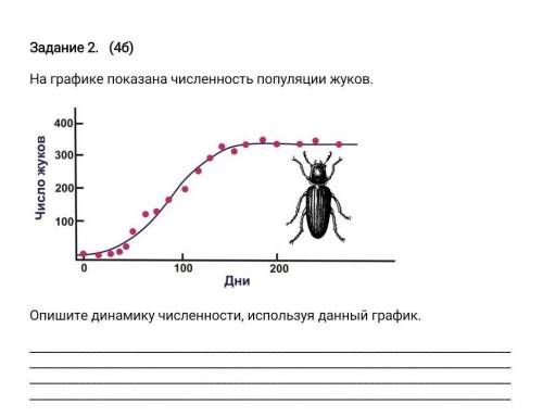 На графике показана численность популяции жуков. Опишите динамику численности, используя данный граф