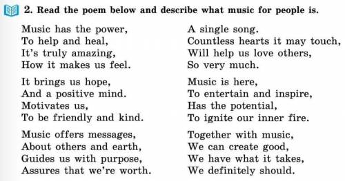Read the poem below and describe what music for people is.