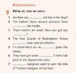9. Fill in all other or others1 Are there anyred hats in the shop?