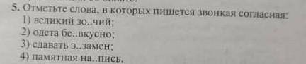 Отметьте слова,в которых пишется звонкая согласная​