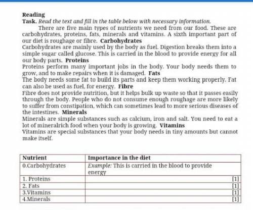 Task. Read the text and fill in the table below with necessary information. There are five main type