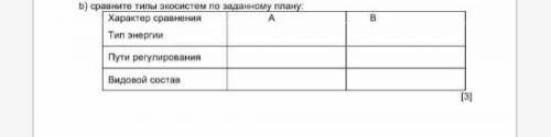 B) сравните типы экосистем по заданному плану: Характер сравненияАВТип энергии Пути регулирования