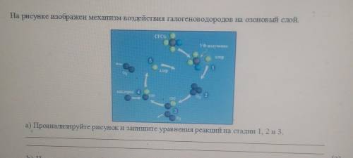 Проанализируй рисунок и запиши уравнение реакций на стадии 123