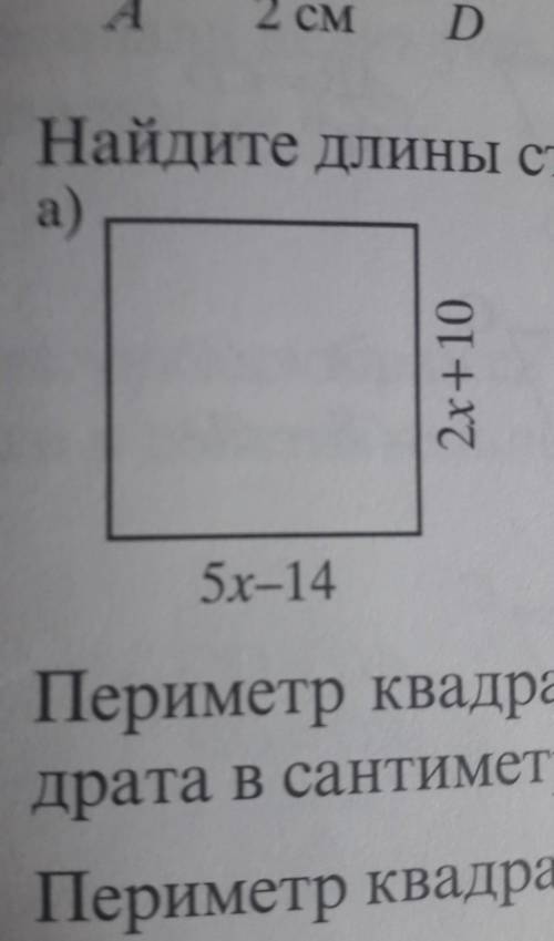 Найдите длины стороны периметра квадрата
