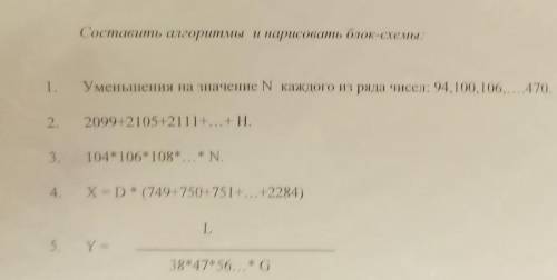 Составить алгоритмы и блок-схемы