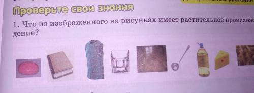 Что из изображённого на рисунках имеет растительное происхождение ? 
