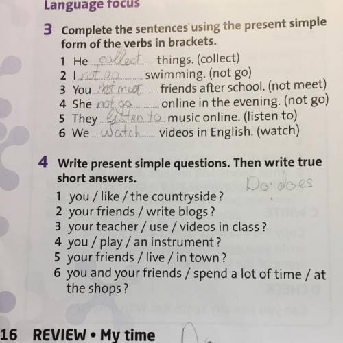Do does 4 Write present simple questions. Then write true short answers. 1 you / like / the countrys