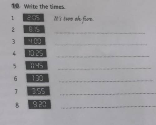 Write the times, задание на фото