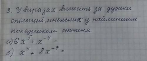 3. У виразах винесіть за душки спільний множник із найменшим показником степеня