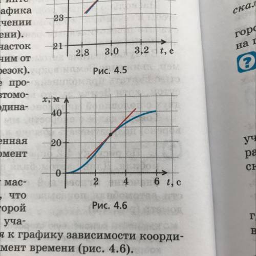 1.Чему равна мгновенная скорость автомобиля в момент t=3c 2.Рассмотрите рисунок 4.6 a)В каких точках