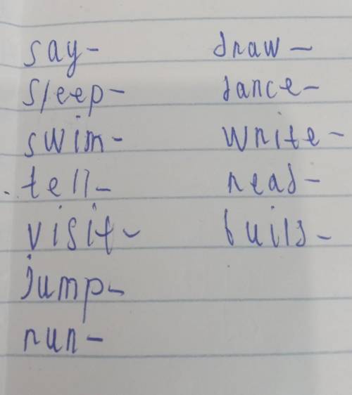 Write the past simple of the verbs below