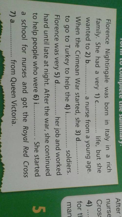 Section in their correct form to comlete the summary
