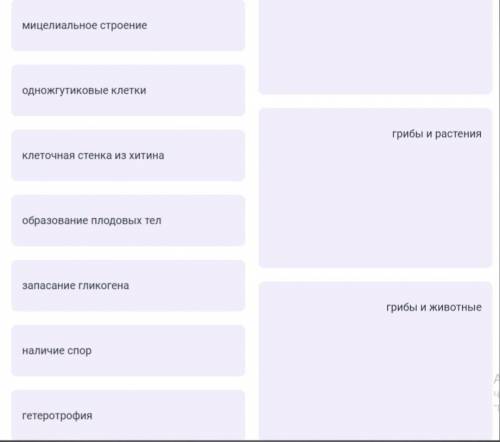 Сопоставьте признаки и царства живых организмов, которым они характерны. Если существуют виды-исключ