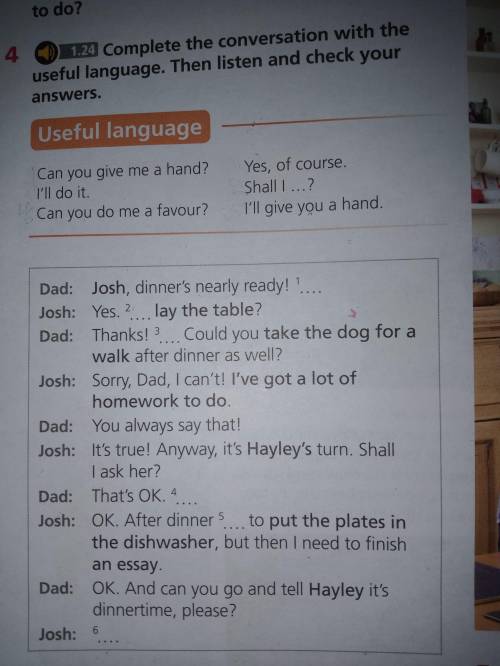 Complete the conservation with the useful language. Then listen and check your answers.