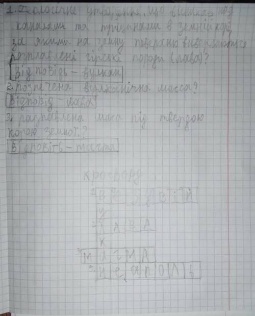 Кросворд на тему вулкан на українській мові зразу з відповідями і запитаннями будь ласка