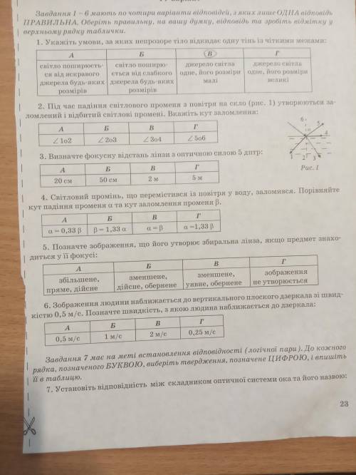 Тема 2. Світлові явища IV Варіант