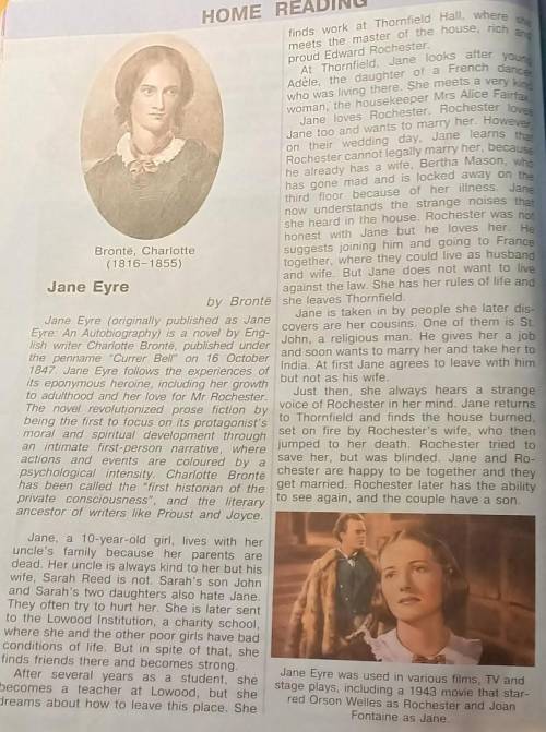 Составить воросы по home reading Jane Eyre