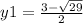 y1=\frac{3-\sqrt{29} }{2} 