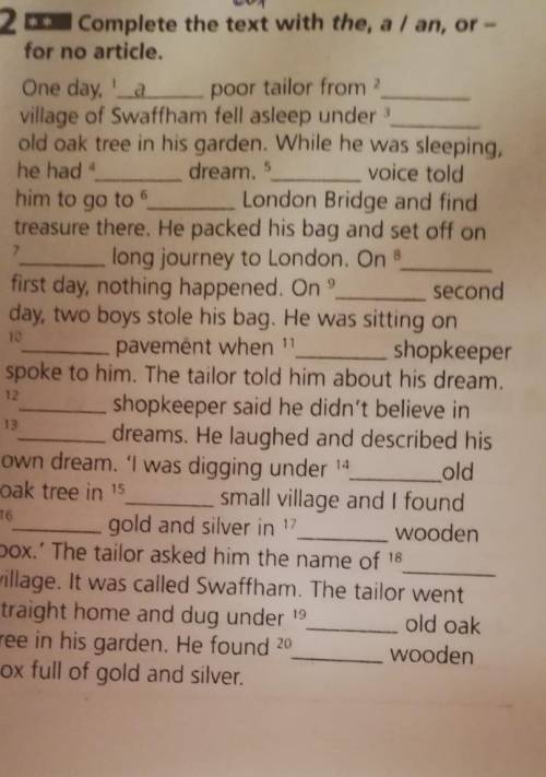 2** Complete the text with the, a / an, or- for no article.