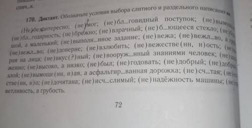 170. Диктант. Обозначьте условия выбора слитного и раздельного написания не (Не)безошто ІІ.
