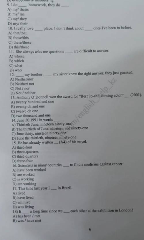 9. i do _ homework, they do … a) my/theirs b) my/ me c) my/ they d) my/their 10. i really love _ pla