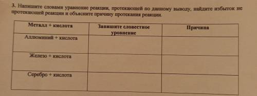 3. Напишите словами уравнение реакции, протекающей по данному выводу, найдите избыток не протекающей