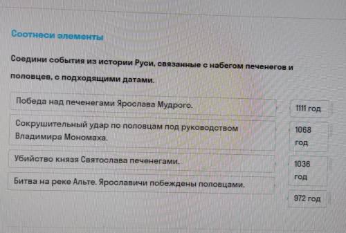 Соотнеси элементы, Соедини события из истории Руси
