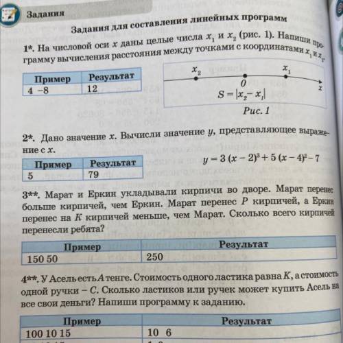 2*. Дано значение х. Вычисли значение у, представляющее выраже- Ние сх. Пример Результат чим у = 3 (