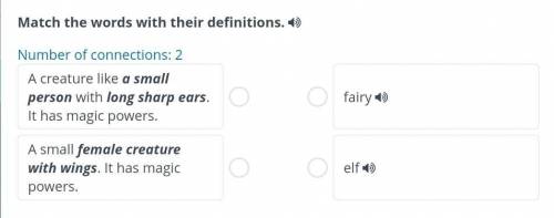 Match the words with their definitions. Number of connections: 1)A creature like a small person wit