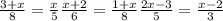 \frac{3 + x}{8} = \frac{x}{5} \frac{x + 2}{6} = \frac{1 + x}{8} \frac{2x - 3}{5} = \frac{x - 2}{ 3}