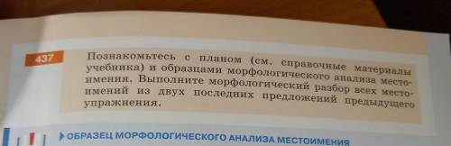 437 Познакомьтесь с планом (см. справочные материалы учебника) и образцами морфологического анализа